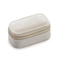 Mini Velvet Travel Jewellery Storage Box with Zip - Beige