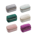 Mini Velvet Travel Jewellery Storage Box with Zip - Beige - view 3