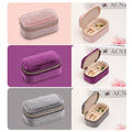 Mini Velvet Travel Jewellery Storage Box with Zip - Beige - view 5