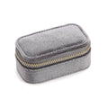 Mini Velvet Travel Jewellery Storage Box with Zip - Grey