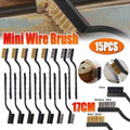 Mini Wire Brush Set Stainless Steel Nylon and Brass Metal Remover, Pack of 15