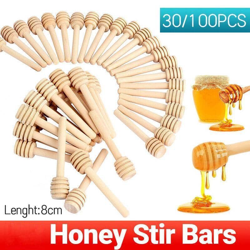 Mini Wooden Honey Dipper Stick for Honey Jar Dispense and Drizzle - Pack of 30 - view 2
