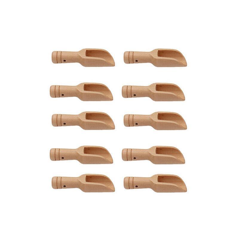 Mini Wooden Scoop Spoon for Salt, Sugar and Coffee - 10 Pieces