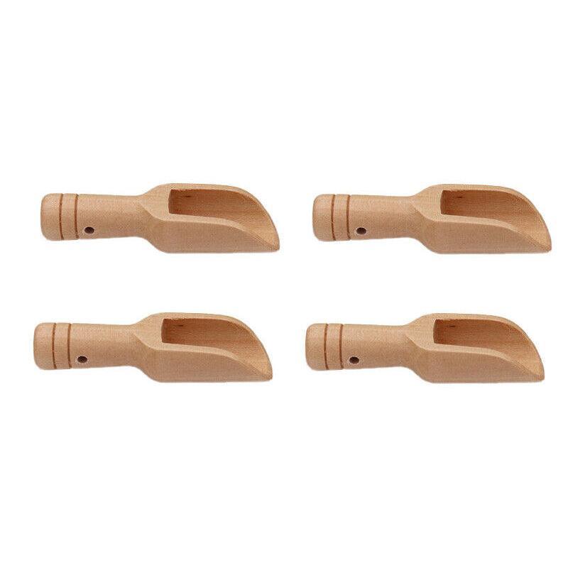 Mini Wooden Scoop Spoon for Salt, Sugar and Coffee - 4 Pieces