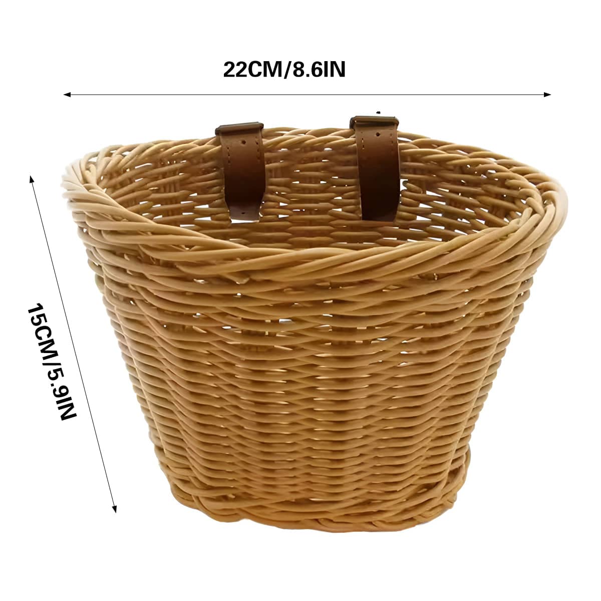 Mini Woven Rattan Bike Handlebar Basket with Straps for Small Bikes and Scooters - view 3