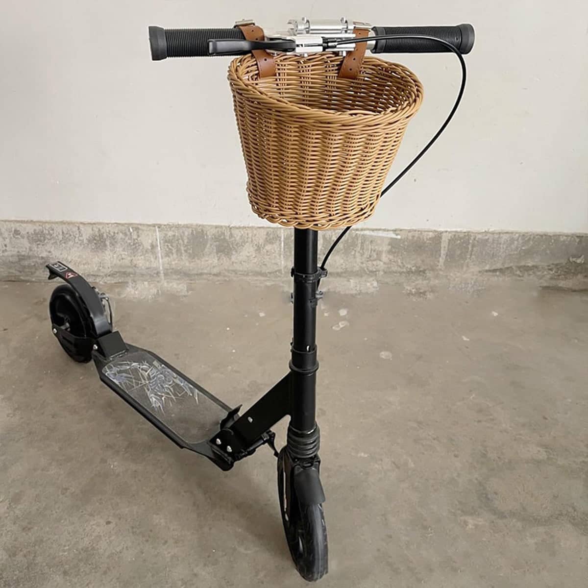 Mini Woven Rattan Bike Handlebar Basket with Straps for Small Bikes and Scooters - view 5