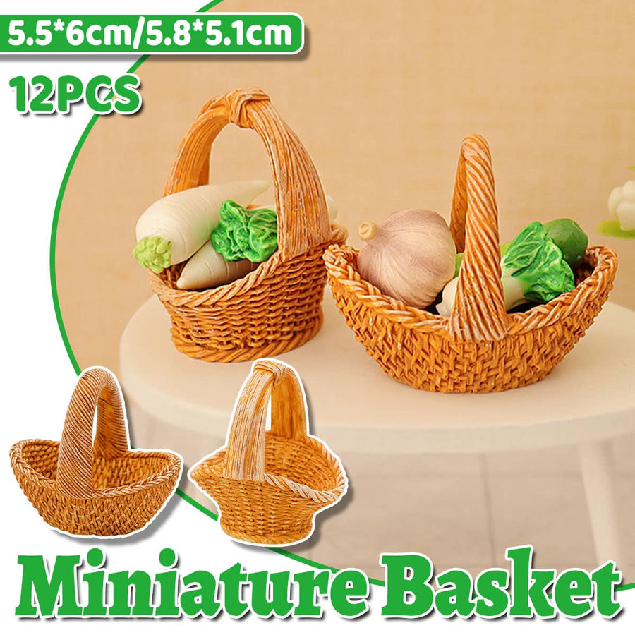 Miniature Resin Baskets 12 Piece Small Craft for Photography Props and Desk Decor
