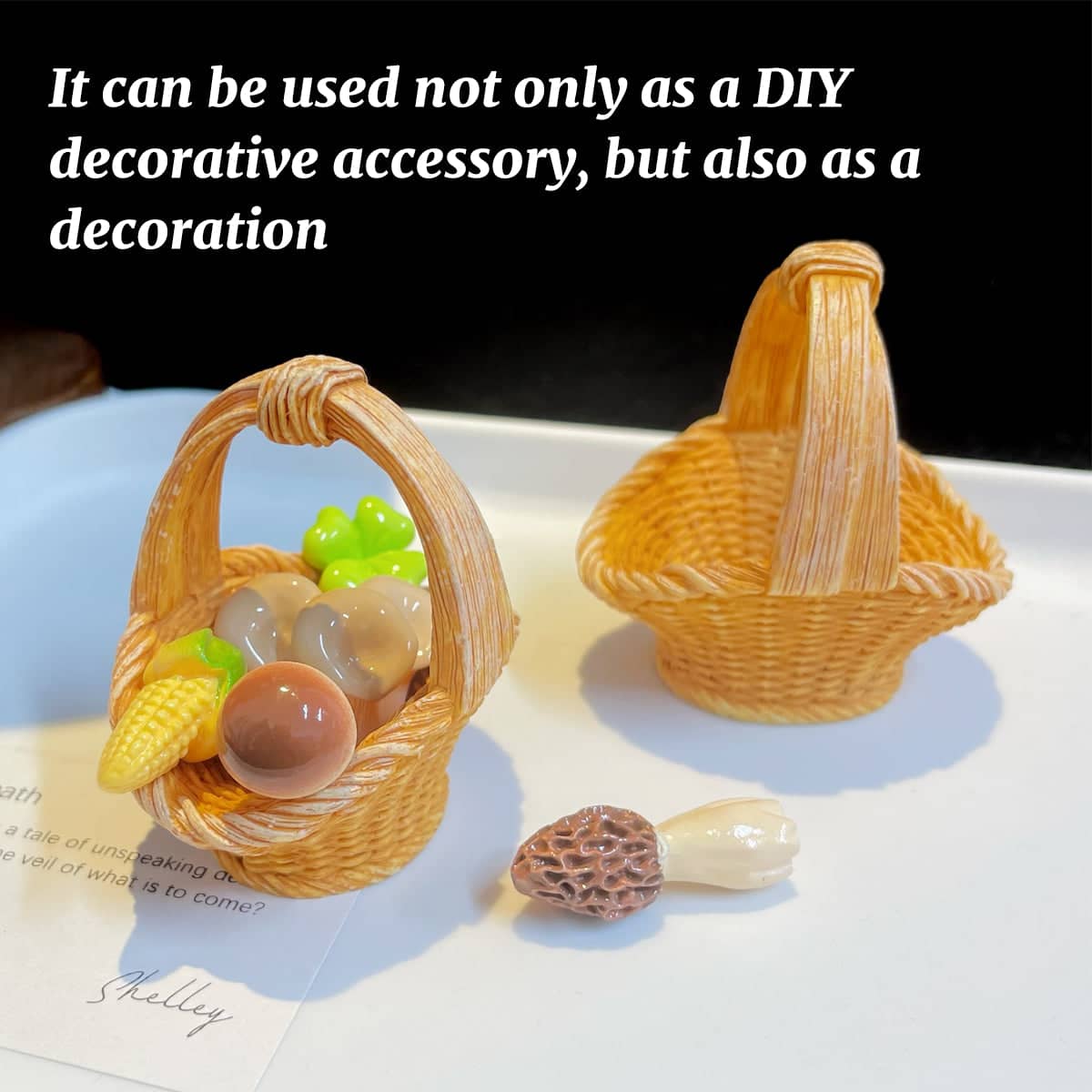 Miniature Resin Baskets 12 Piece Small Craft for Photography Props and Desk Decor - view 4