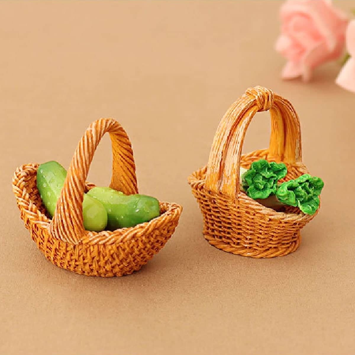 Miniature Resin Baskets 12 Piece Small Craft for Photography Props and Desk Decor - view 5