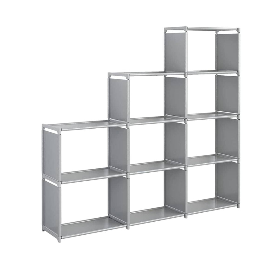 Minimalist Bookshelf Storage Cabinet, 9 Compartments - Grey