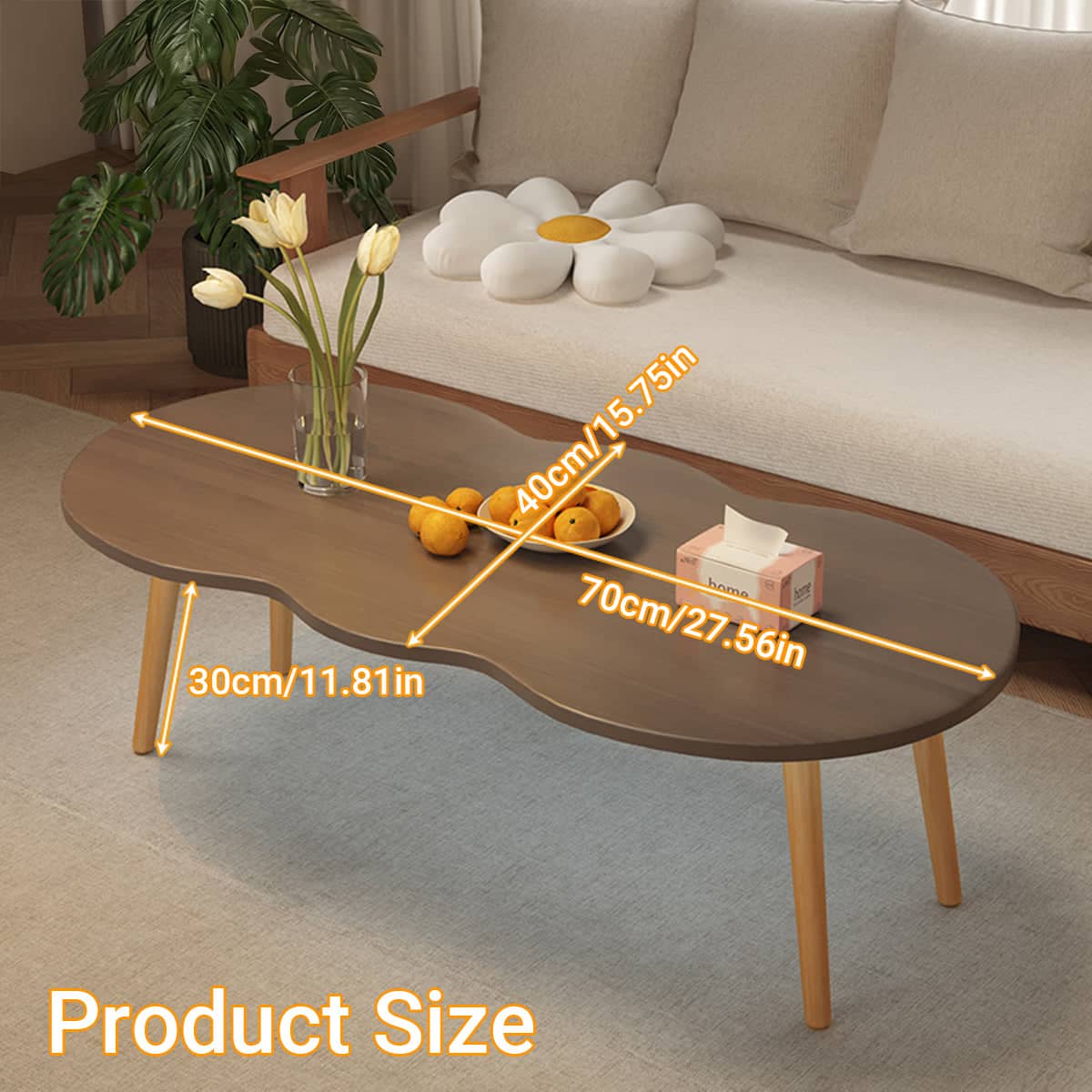 Minimalist Coffee Table with Rounded Corners Easy to Install for Living Room - Warm White - view 4