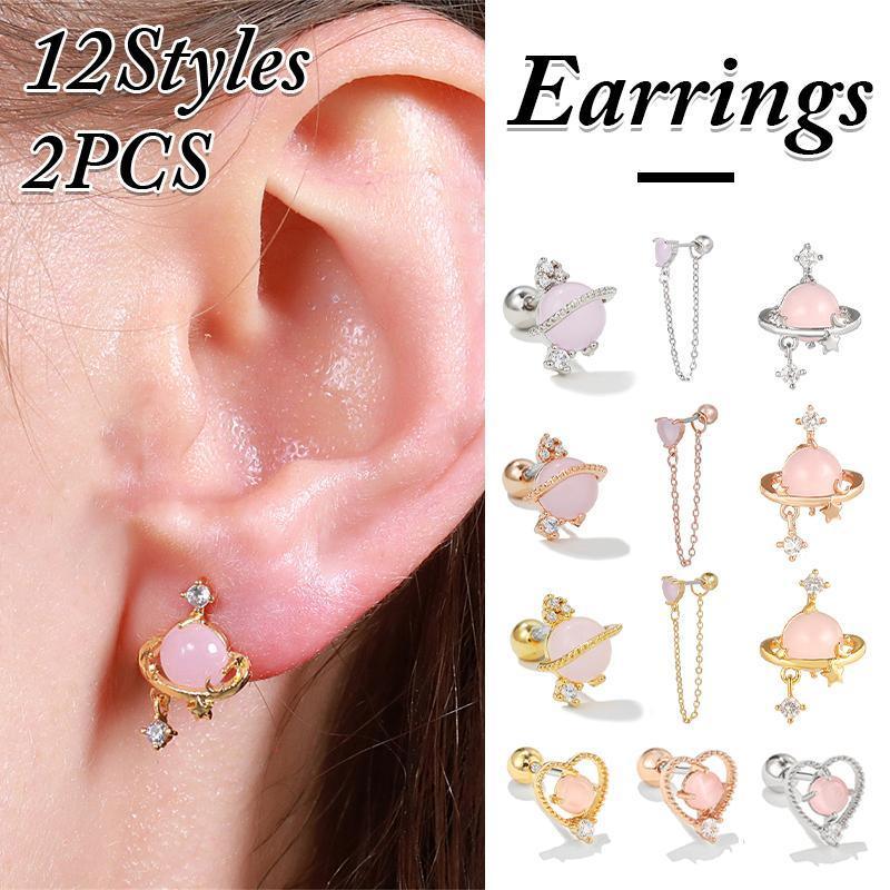 Minimalist Stud Earrings for Women, Alloy 1 Pair - 433-Rose Gold - view 2