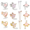 Minimalist Stud Earrings for Women, Alloy 1 Pair - 439-Rose Gold - view 3