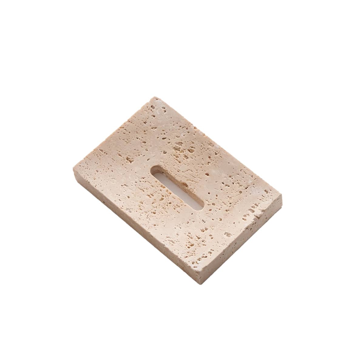 Minimalist Travertine Soap Dish Holder with Drainage Slot - Beige