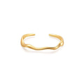 Minimalist Wavy Open Cuff Bracelet - Gold - view 2