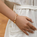 Minimalist Wavy Open Cuff Bracelet - Gold - view 4