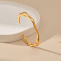 Minimalist Wavy Open Cuff Bracelet - Gold - view 5