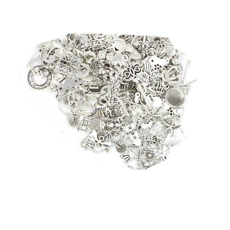 Mixed Tibetan Charms Pendants, 50g - Silver