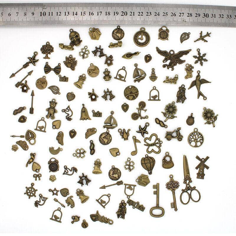 Mixed Tibetan Charms Pendants, 50g - Silver - view 4