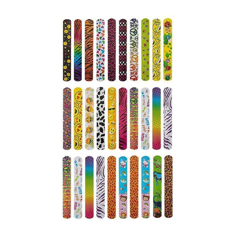 Mixed Wrist Snap Slap Bands for Party Bag Fillers - Pack of 30