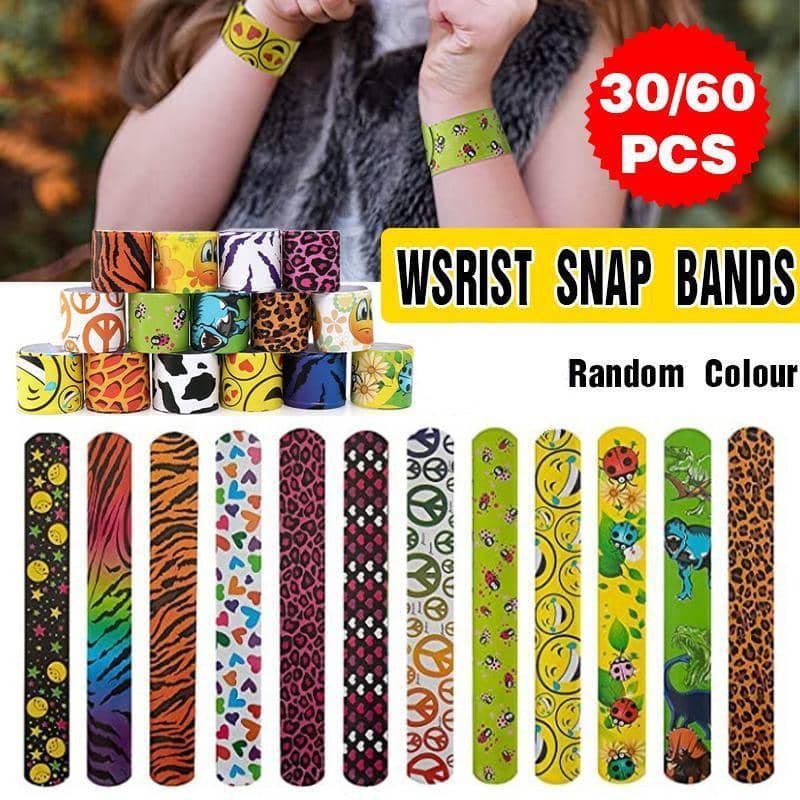 Mixed Wrist Snap Slap Bands for Party Bag Fillers - Pack of 30 - view 2