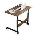 Mobile Bedside Table with Adjustable Height and Wheels, Wood Tone and Black Frame - view 2