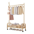 Mobile Clothes Rack with Wheels - Gold, 90 x 35 x 176 cm