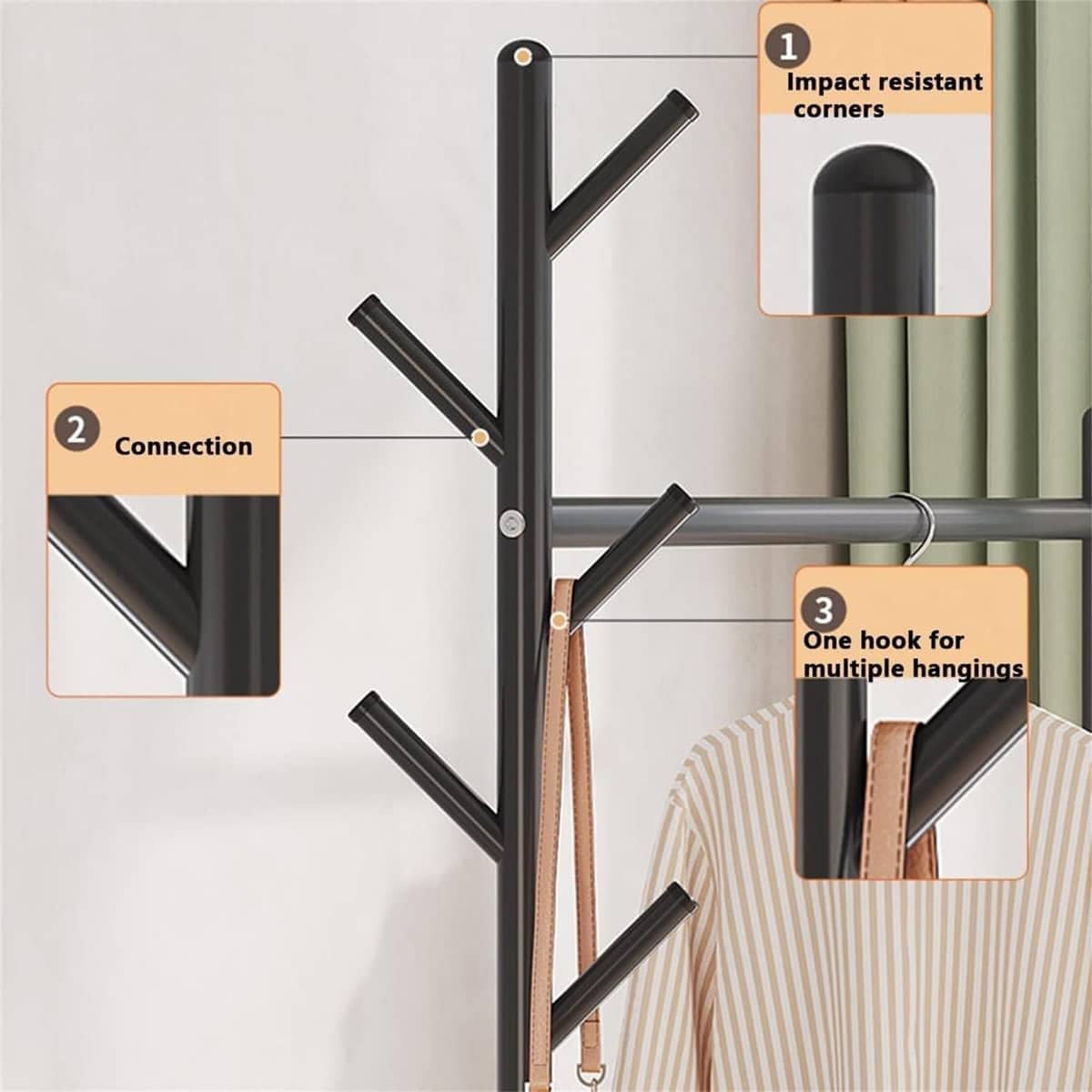 Mobile Clothes Rack with Wheels - Gold, 90 x 35 x 176 cm - view 5