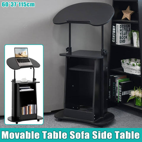 Mobile Height Adjustable Sofa Side Table and Computer Desk with Wheels, Space Saving