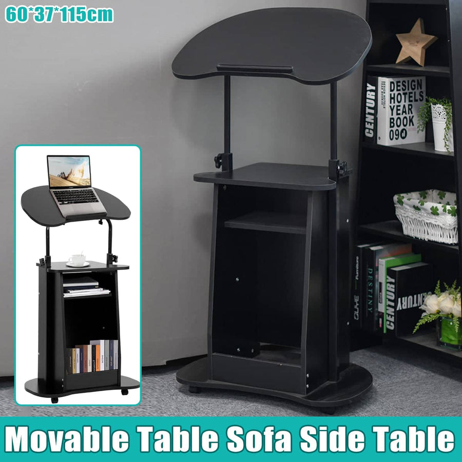 Mobile Height Adjustable Sofa Side Table and Computer Desk with Wheels, Space Saving