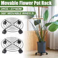 Mobile Iron Plant Stand with Lockable Wheels, Black, Pack of 2