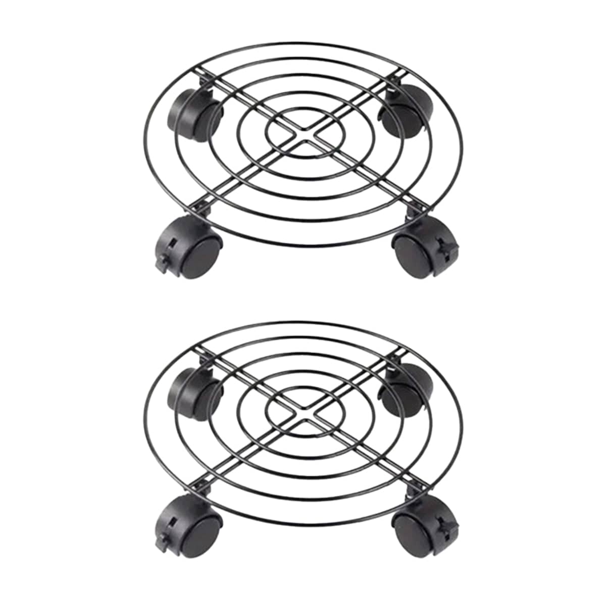 Mobile Iron Plant Stand with Lockable Wheels, Black, Pack of 2 - view 2