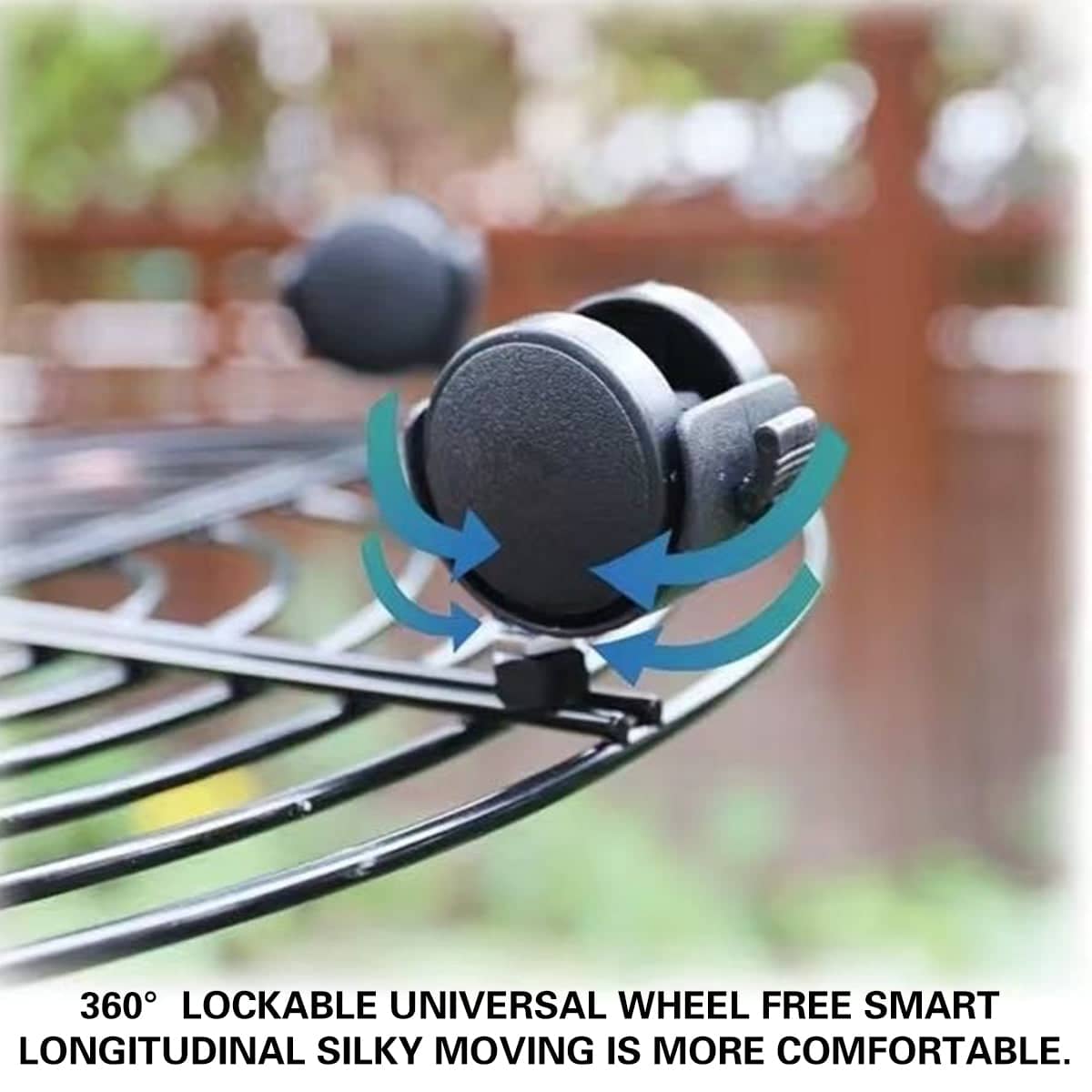 Mobile Iron Plant Stand with Lockable Wheels, Black, Pack of 2 - view 4