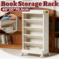 Mobile Rolling Bookshelf 5 Tier Storage Rack, 40 x 20 x 70.5 cm