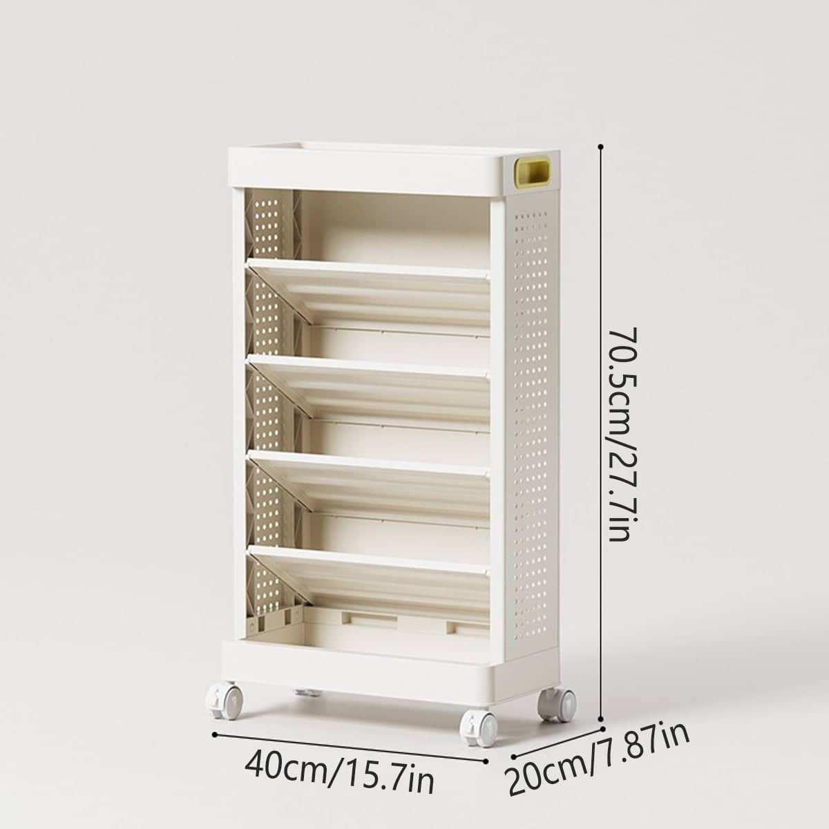 Mobile Rolling Bookshelf 5 Tier Storage Rack, 40 x 20 x 70.5 cm - view 3