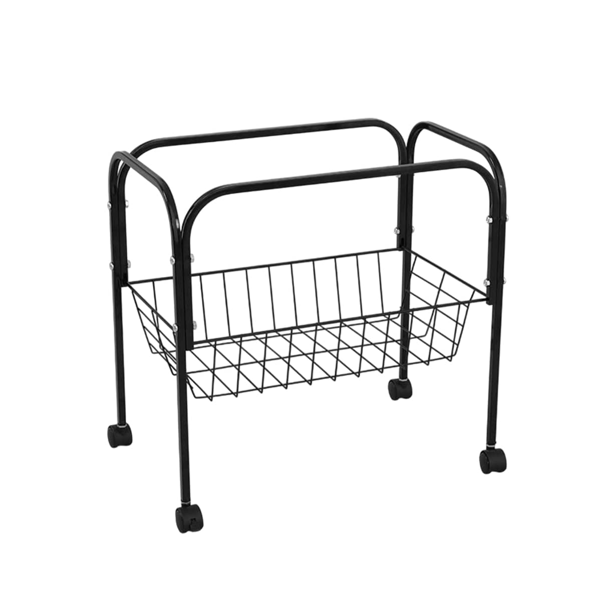 Mobile Storage Rack with Wheels for Bird and Small Animal Cages - Black