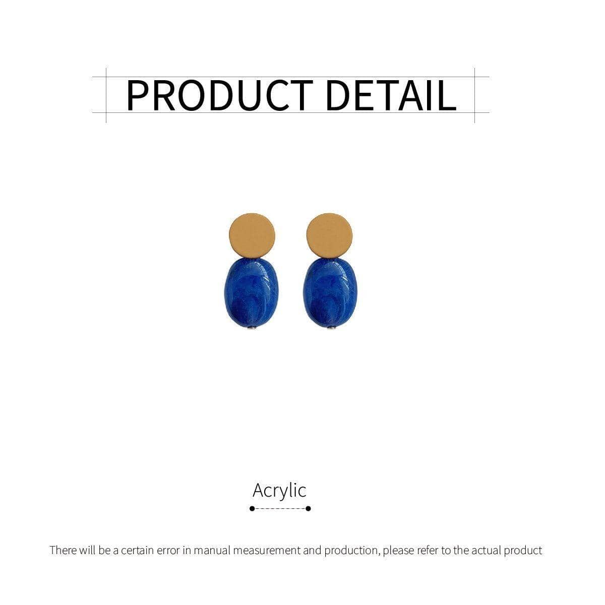 Modern Clashing Blue Drop Earrings for Women, Gold Top Acrylic - view 3