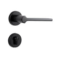 Modern Interior Door Handle Lock Set for Bedroom Privacy - Black