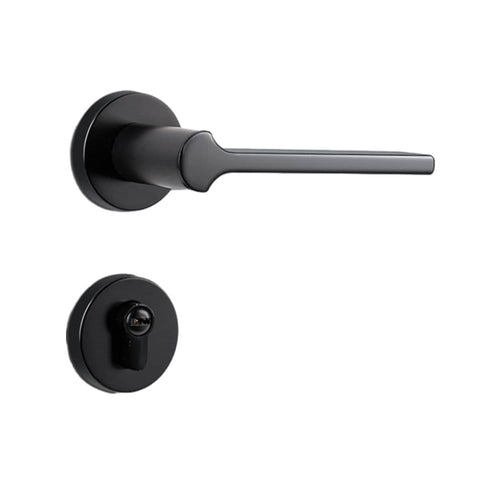 Modern Interior Door Handle Lock Set for Bedroom Privacy - Black