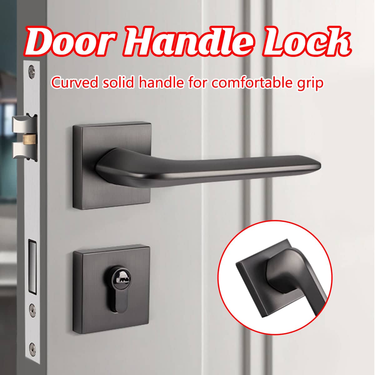Modern Matte Bedroom Door Handle Lock Set with Silent Lock Body and Anti Theft Core