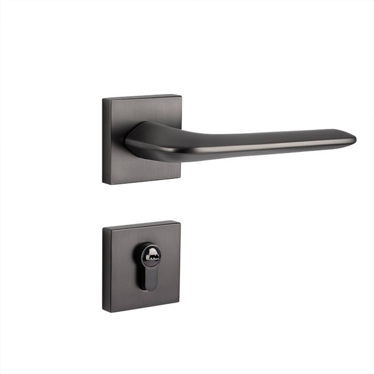 Modern Matte Bedroom Door Handle Lock Set with Silent Lock Body and Anti Theft Core - view 2