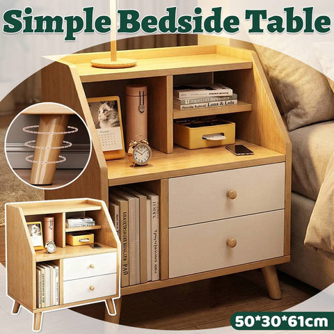 Modern Minimalist Bedside Table with Storage Drawer and Shelf
