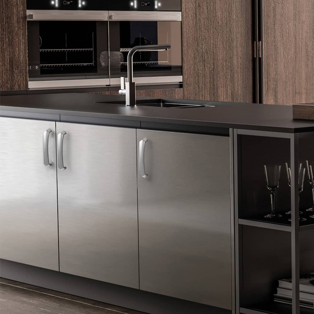 Modern Silver Cabinet Door Handle, Polished Finish - 192 mm Hole Spacing - view 5