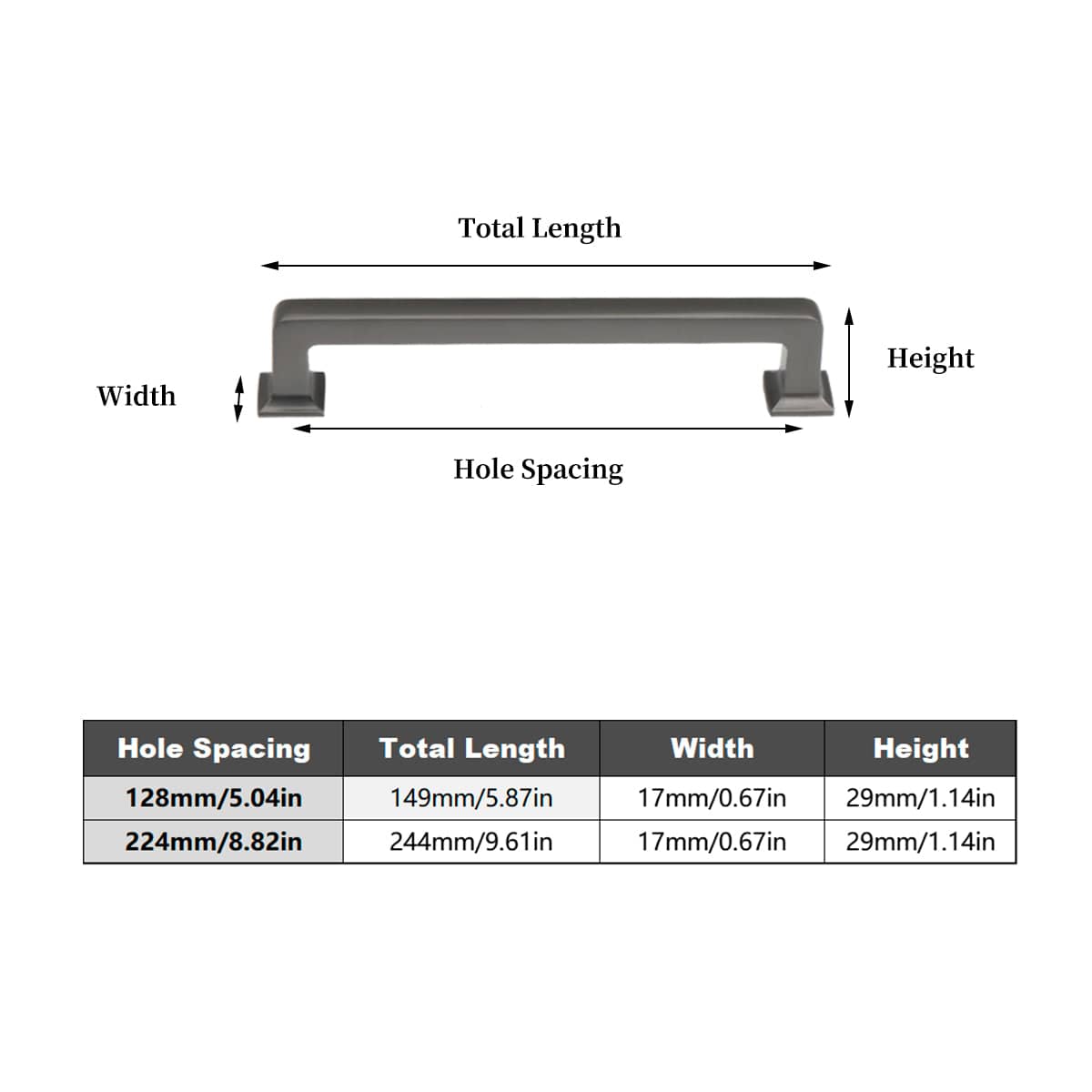 Modern Wardrobe Cabinet Door Handle, Zinc Alloy Drawer Pull - Silver, 128 mm Hole Spacing - view 4