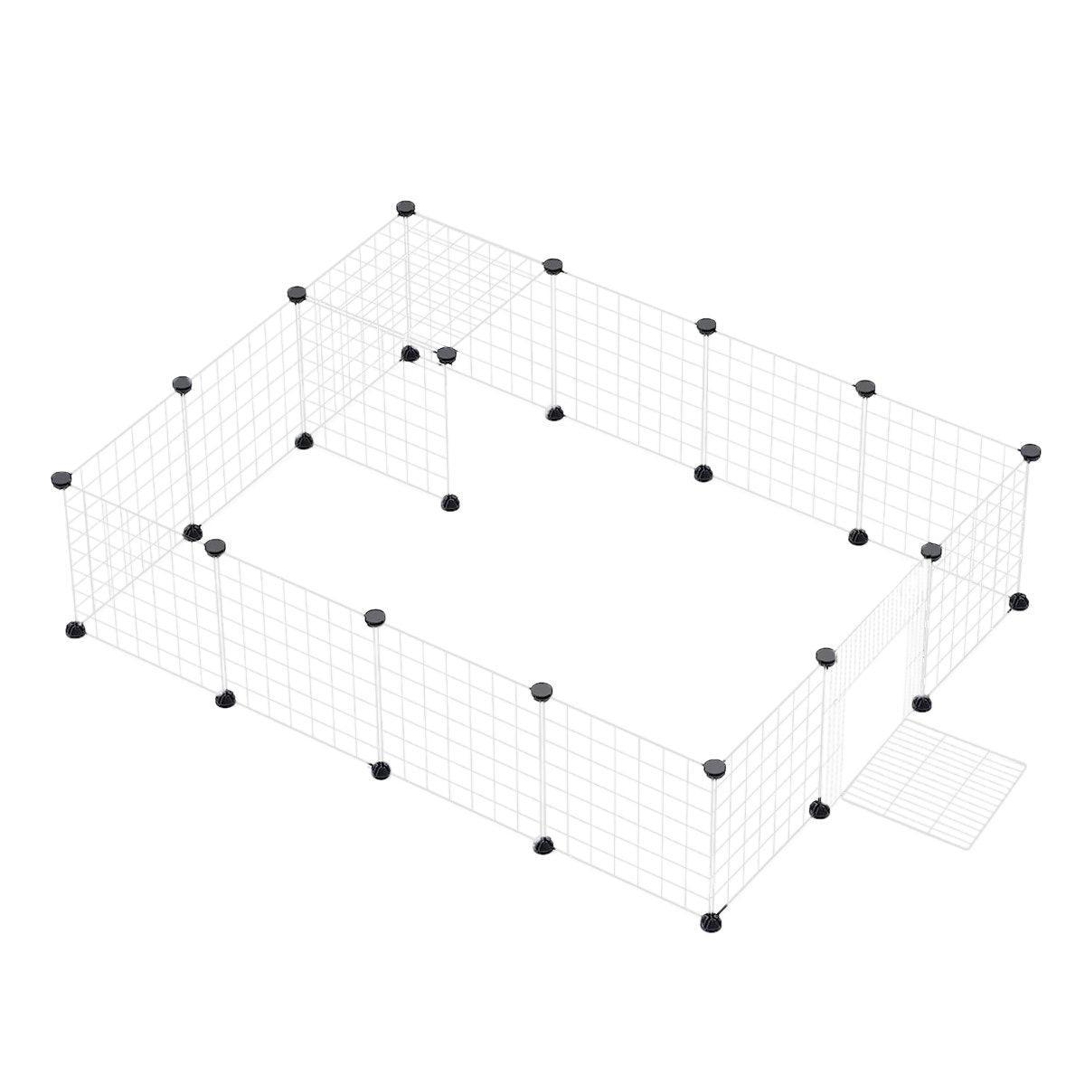 Modular Cat Cage Pet Playpen Fence, 16 Pieces - White