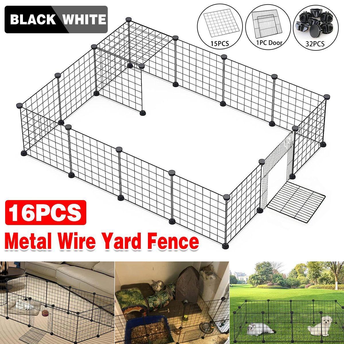 Modular Cat Cage Pet Playpen Fence, 16 Pieces - White - view 2