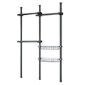 Modular Floor-Standing Clothes Rack Adjustable Height for Home Storage - Black