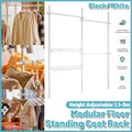 Modular Floor-Standing Clothes Rack Adjustable Height for Home Storage - Black - view 2