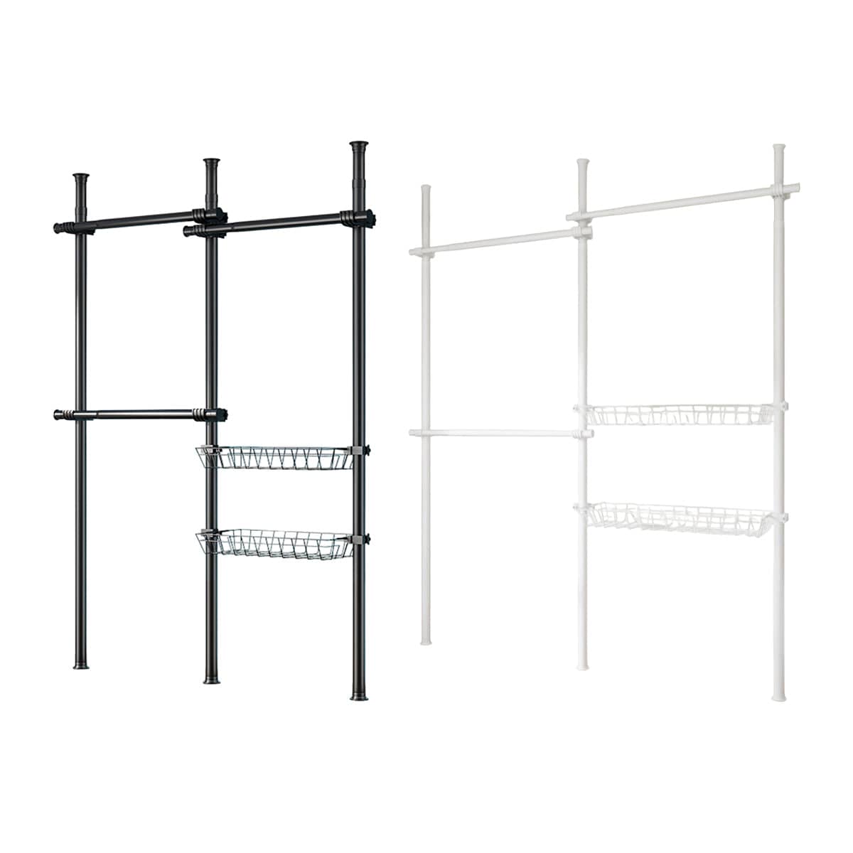 Modular Floor-Standing Clothes Rack Adjustable Height for Home Storage - Black - view 3