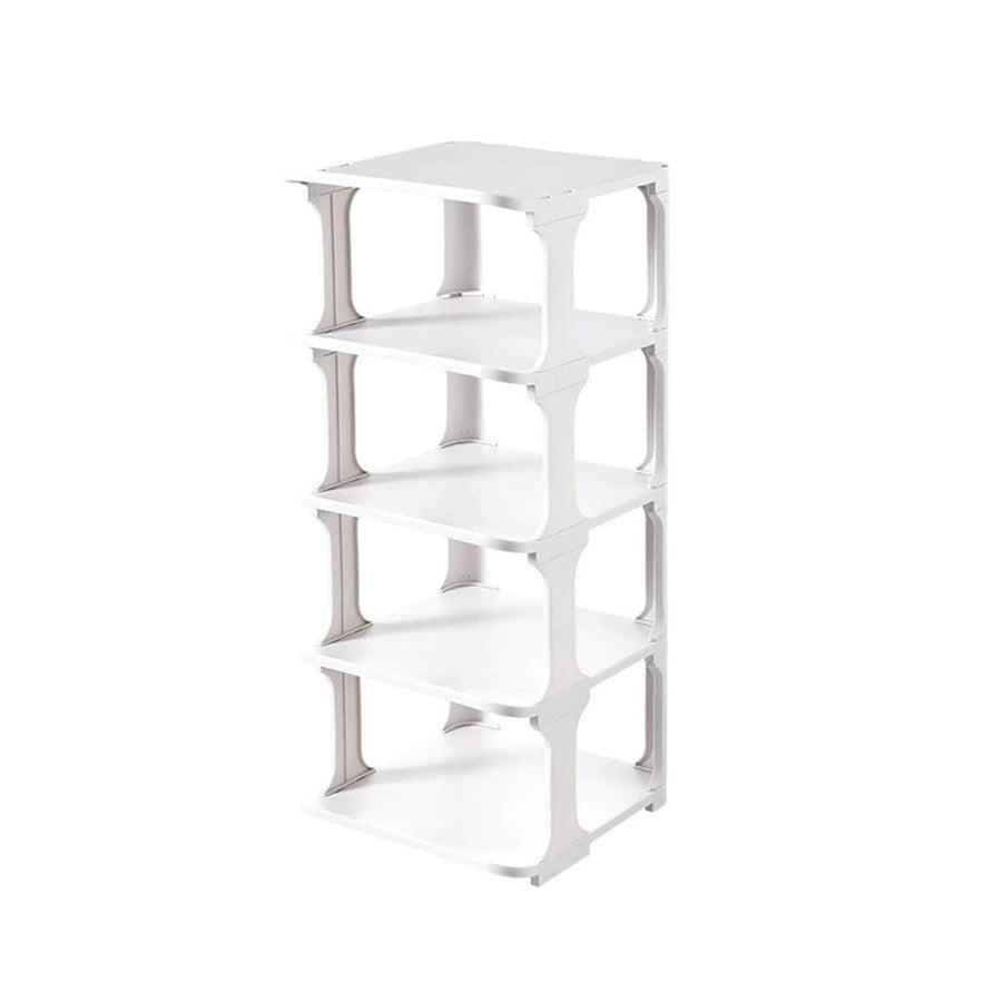 Modular Shoe Rack Organiser - White, 5 Tier